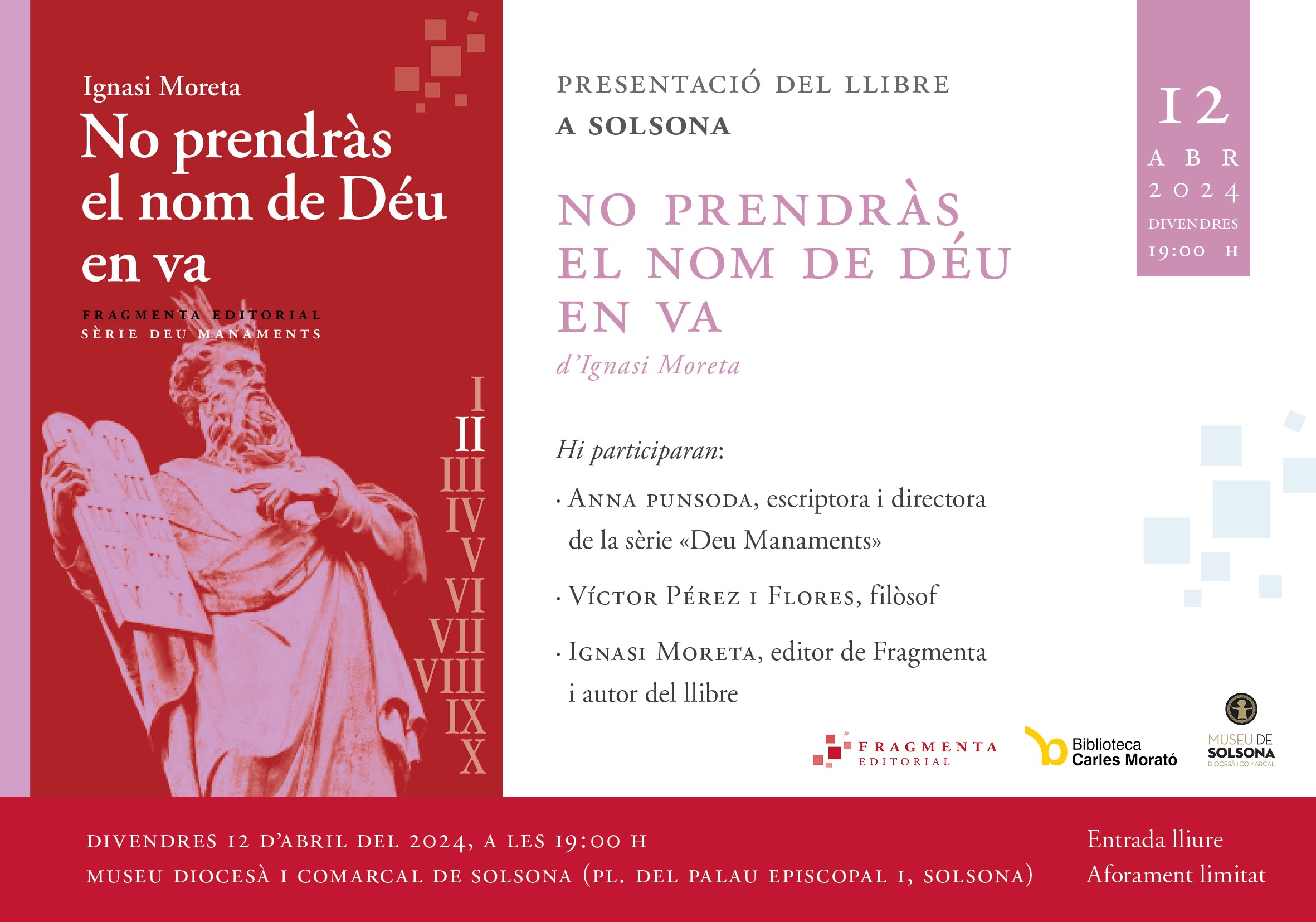 (Català) Presentació del llibre «No prendràs el nom de Déu en va»